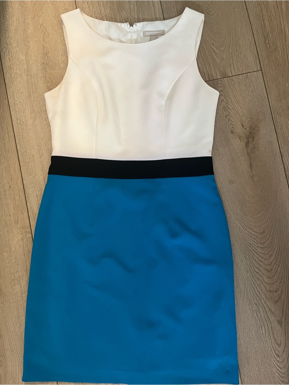 Banana Republic White, Black & Blue Colorblock Sleeveless Mini Dress